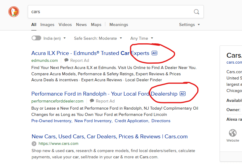 DuckDuckGo Search ads - revenue source of DDG