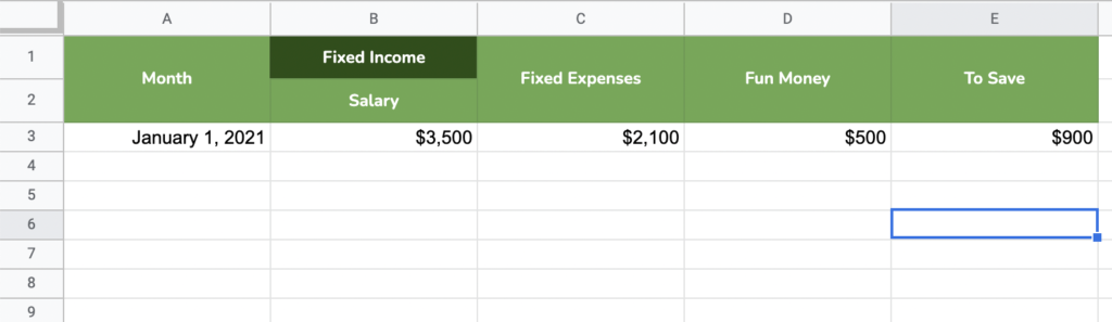 Simple budget template to help you save $10000 in a year